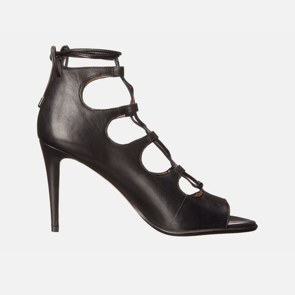 Coach Kira Lace-up Black Leather Stiletto HEELS Size 7.5 - Picture 5 of 10